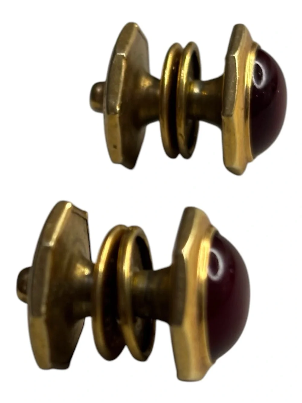 Vintage Pittman Keeler Cufflinks 12K Gold Filled Round Red Cabochon Stone Tuxedo